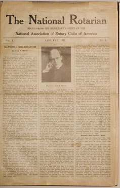 The first issue of The National Rotarian included news, announcements, and an essay written by Paul P. Harris. From RI's website